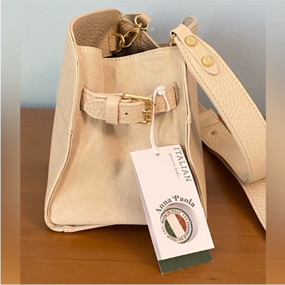 NWT Anna Paola Cream Leather Crossbody Bag for Women - Picture 2 of 4